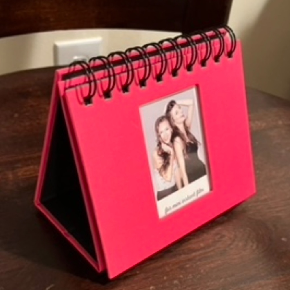 NEW stand up flip photo album for mini instant film, bright pink, holds 36 pics